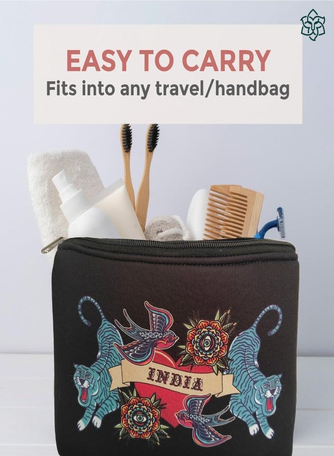 MaatirDesigns Maatir Souvenir Multi-Purpose Heart with India Pouches - Set of 3 | Multipurpose Travel or Makeup Pouch | Women Makeup Organizer Bag | Shaving Kit Bag for Men - Image 2